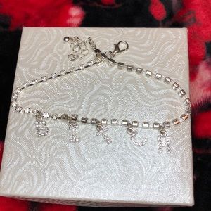 Silver rhinestone anklet